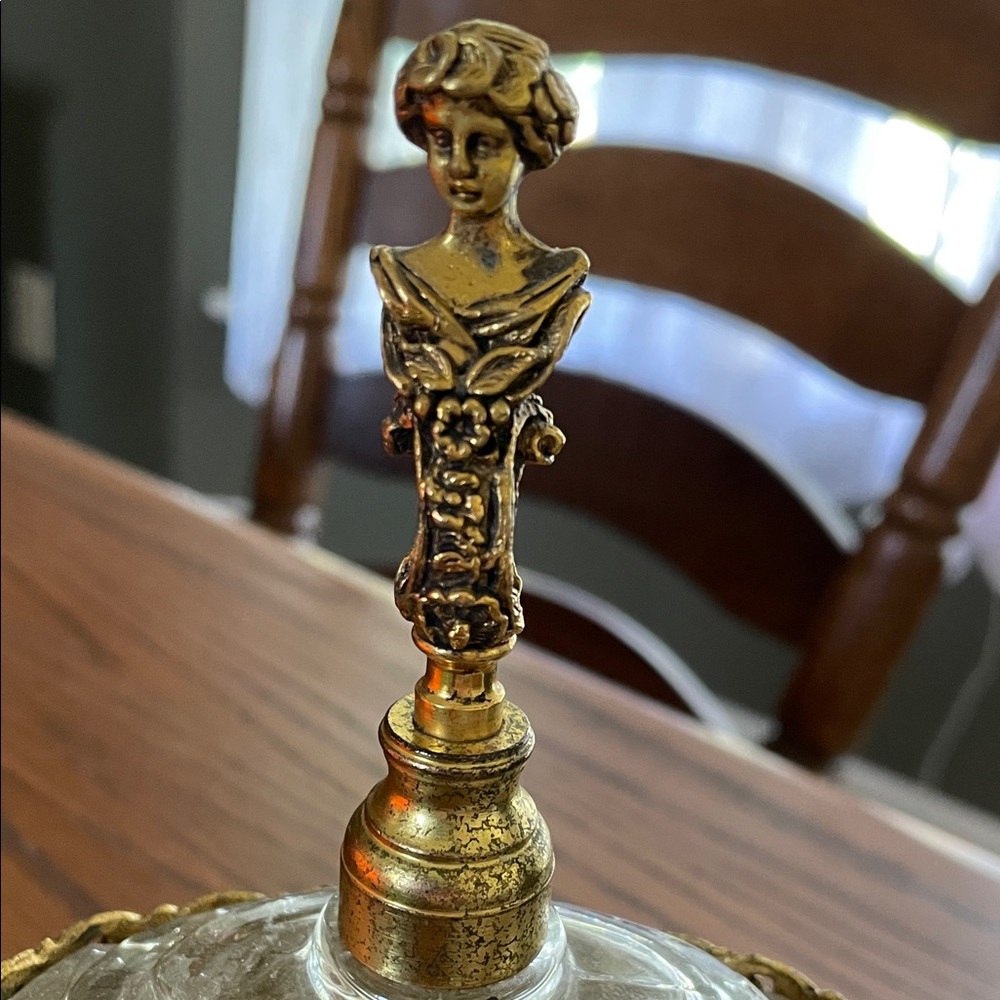 Vintage Globe Gold and Glass Decorative Perfume Bottle - Picture 3 of 5